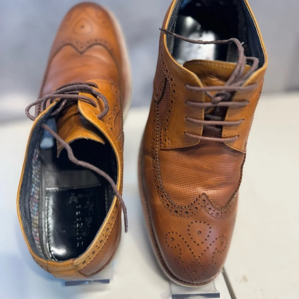 Zanzara Brown Wingtip Brogue Oxford Dress Shoes Mens 9 Leather Modern